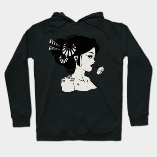 Geisha Design | Handmade Geisha Illustration | Digitally Illustrated Japanese Geisha Hoodie